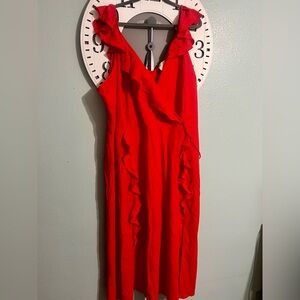 Elegant Red Ruffle Dress